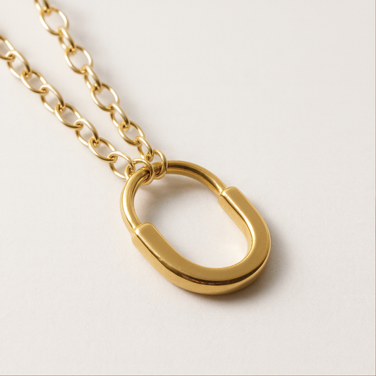 Kimberly | 18K Gold Plated Lock Pendant Waterproof Necklace with Link Chain
