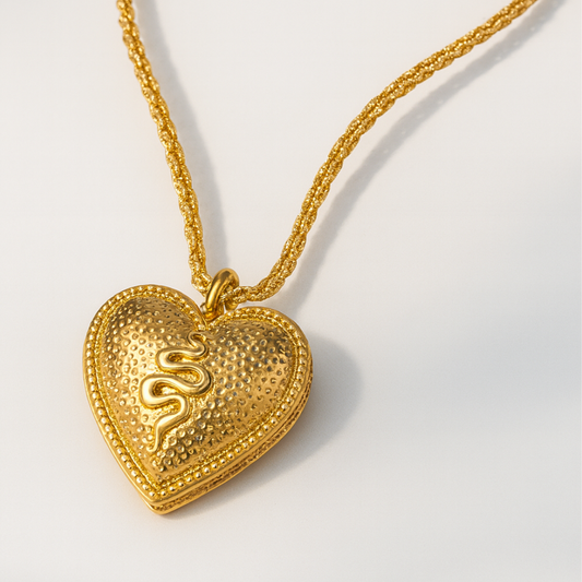 Corine | Gold (18K) Plated Chunky Heart Snake Chain Waterproof Necklace