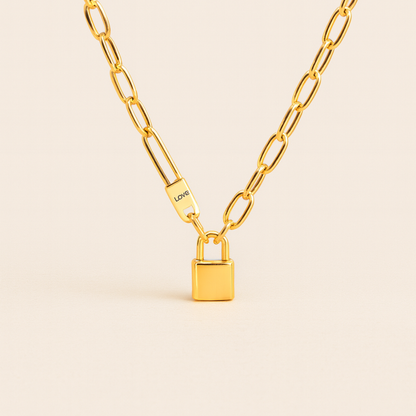 Odessa | Gold (18K) Plated Padlock Pendant Cuban Link Statement Waterproof Necklace