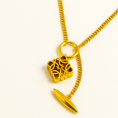 Saskia | Gold (18K) Plated French Moon Cake OT Buckle Pendant Necklace
