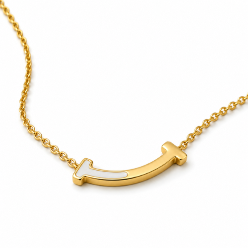 Monica | Gold Plated T-Smile Pendant Necklace