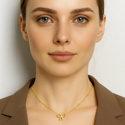 Quinn | Gold Plated Bow Shaped Pendant Necklace