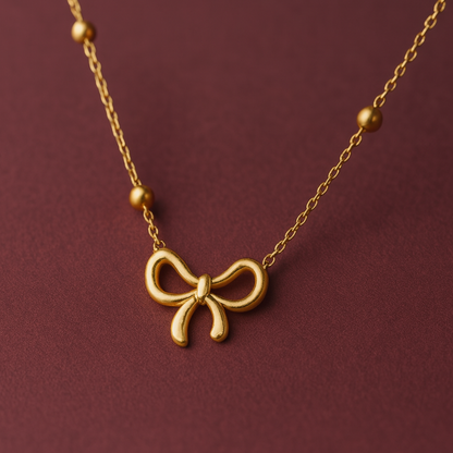 Quinn | Gold Plated Bow Shaped Pendant Necklace