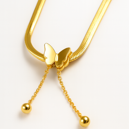 Anastasia | 18K Gold Plated Sparkling Butterfly Charm Pendant Waterproof Necklace