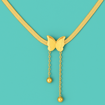 Anastasia | 18K Gold Plated Sparkling Butterfly Charm Pendant Waterproof Necklace