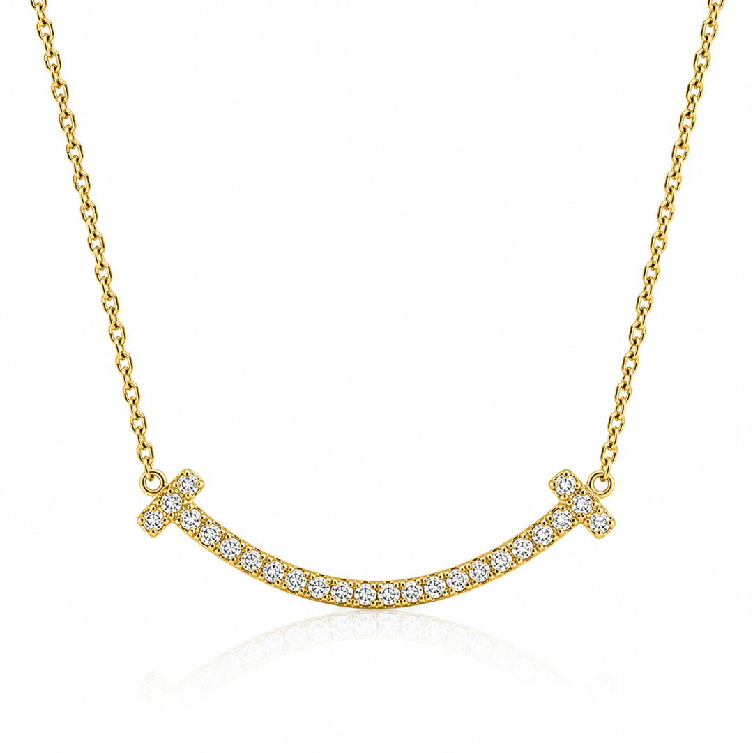 Sofia | Gold Plated T-Smile Pendant Necklace