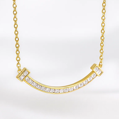 Sofia | 18K Gold Plated T-Smile Pendant Waterproof Necklace with Zircons