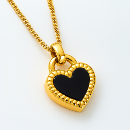 Sahara | Gold Plated Double-Sided Heart Pendant Necklace