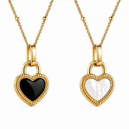 Sahara | Gold Plated Double-Sided Heart Pendant Necklace