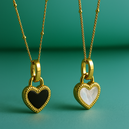 Sahara | Gold Plated Double-Sided Heart Pendant Necklace