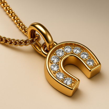 Amber | 18K Gold Plated Horse Shoe Pendant Waterproof Necklace