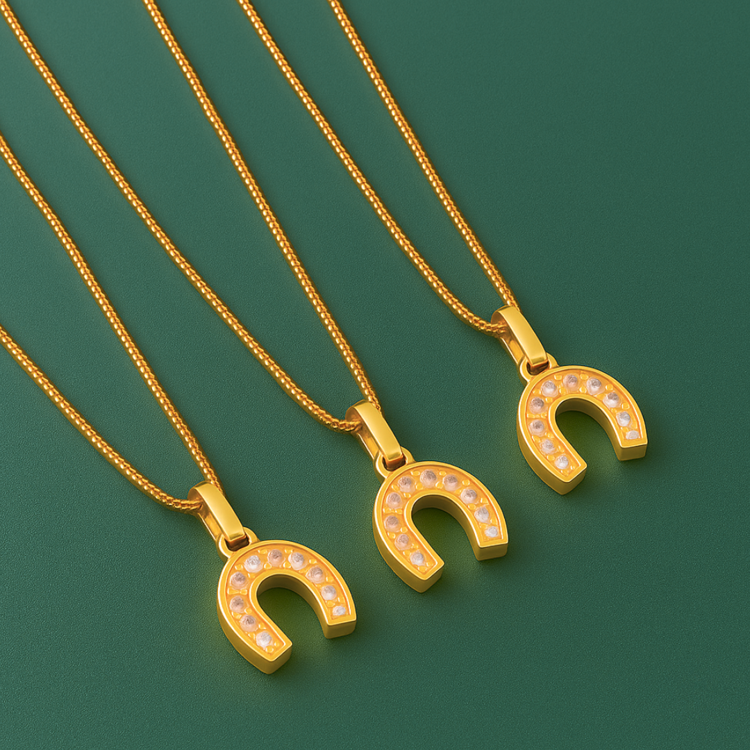 Amber | 18K Gold Plated Horse Shoe Pendant Waterproof Necklace