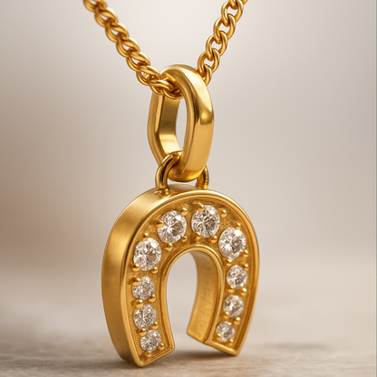 Amber | 18K Gold Plated Horse Shoe Pendant Waterproof Necklace