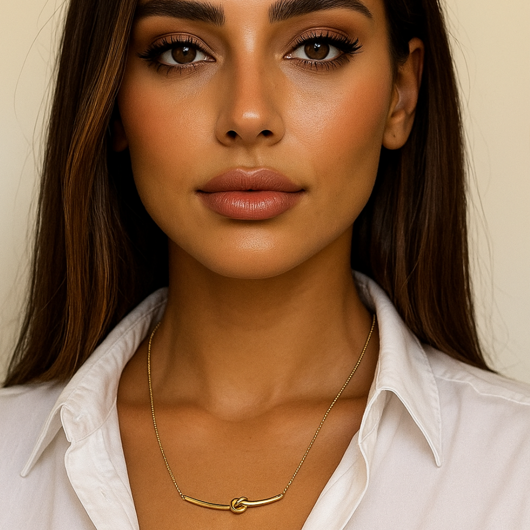 Brooklyn | Gold Plated Knotted Bar Pendant Necklace