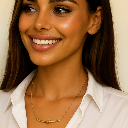 Brooklyn | Gold Plated Knotted Bar Pendant Necklace