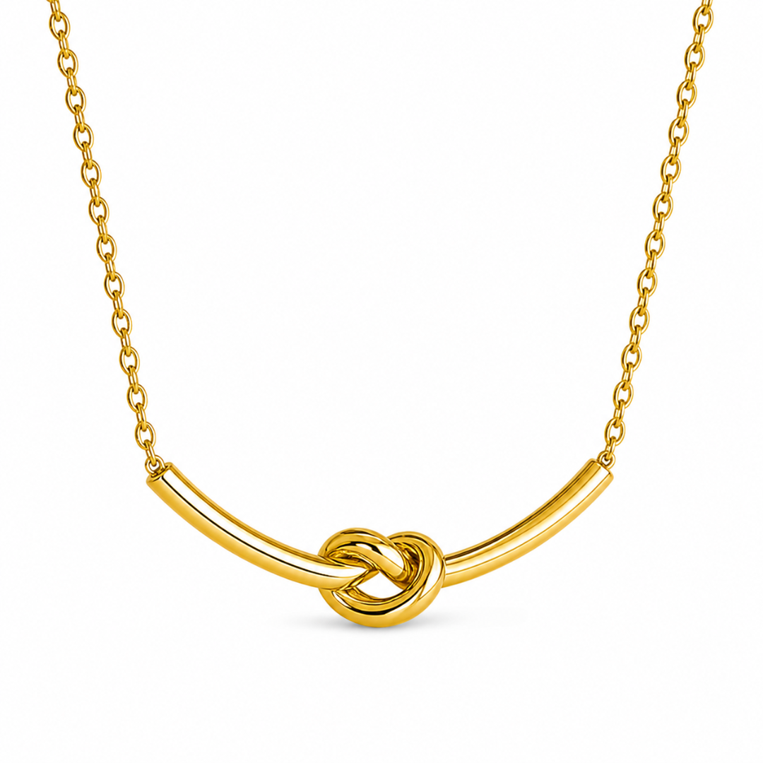 Brooklyn | Gold Plated Knotted Bar Pendant Necklace