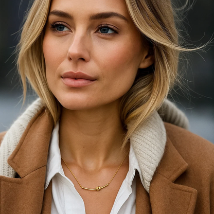 Brooklyn | Gold Plated Knotted Bar Pendant Necklace