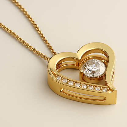Willow | Gold Plated Heart Charm Necklace with Zircons