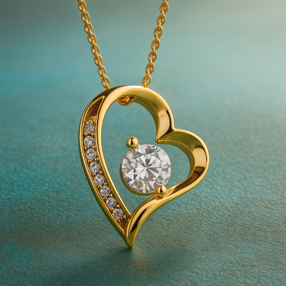 Willow | Gold Plated Heart Charm Necklace with Zircons
