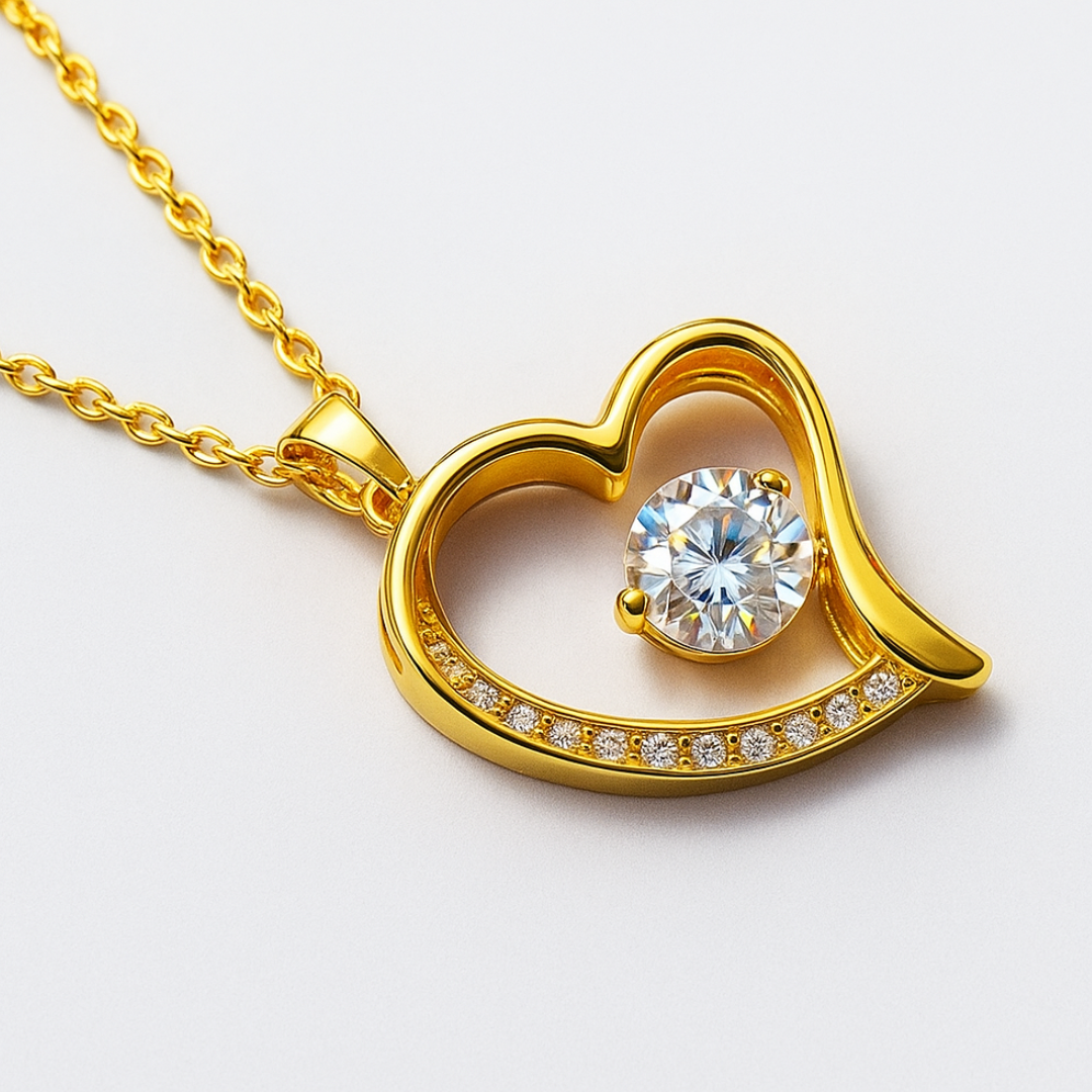 Willow | Gold Plated Heart Charm Necklace with Zircons