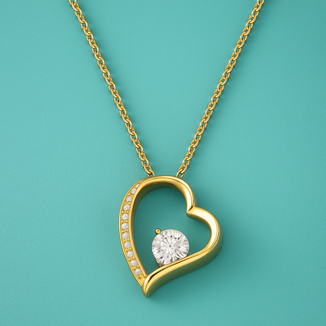 Willow | Gold Plated Heart Charm Necklace with Zircons