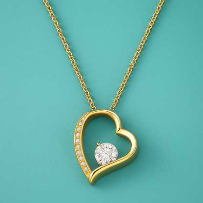 Willow | Gold Plated Heart Charm Necklace with Zircons