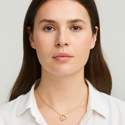 Willow | Gold Plated Heart Charm Necklace with Zircons