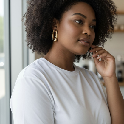 Martinova | Gold Plated Lock Hoop Earrings with Zircons