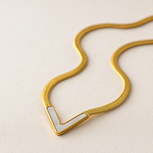 Aura | 18K Gold Plated V-shaped Flat Snake Bone Waterproof Chain