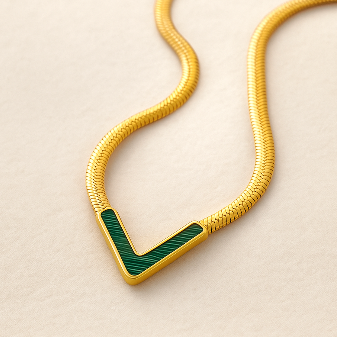 Aura | 18K Gold Plated V-shaped Flat Snake Bone Waterproof Chain