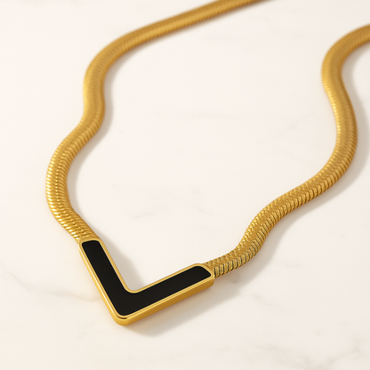 Aura | 18K Gold Plated V-shaped Flat Snake Bone Waterproof Chain