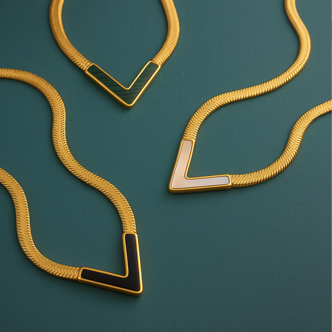 Aura | 18K Gold Plated V-shaped Flat Snake Bone Waterproof Chain