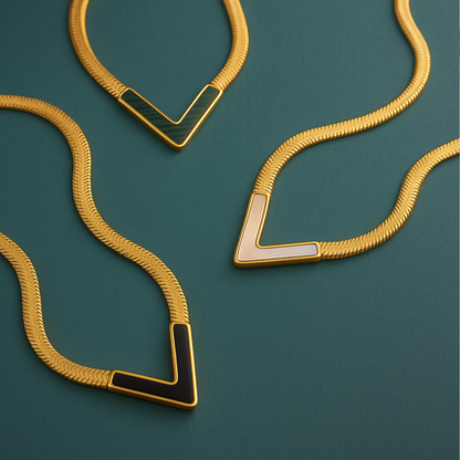 Aura | 18K Gold Plated V-shaped Flat Snake Bone Waterproof Chain