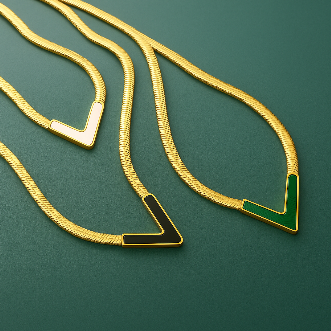 Aura | 18K Gold Plated V-shaped Flat Snake Bone Waterproof Chain
