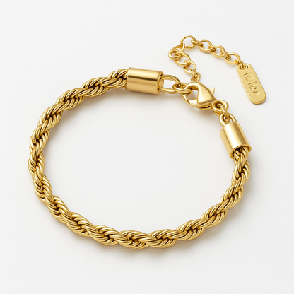 Simone | Gold (18K) Plated Twisted Rope  Chain Waterproof Bracelet