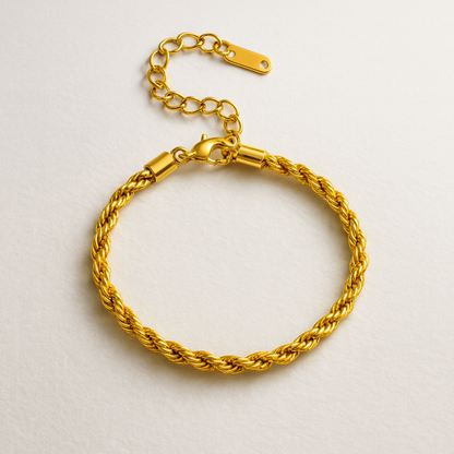Simone | Gold (18K) Plated Twisted Rope  Chain Waterproof Bracelet