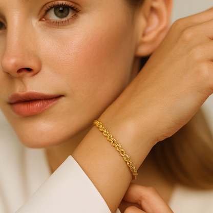 Simone | Gold (18K) Plated Twisted Rope  Chain Waterproof Bracelet