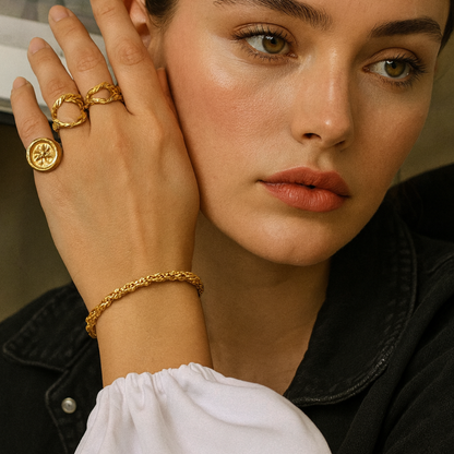 Simone | Gold (18K) Plated Twisted Rope  Chain Waterproof Bracelet