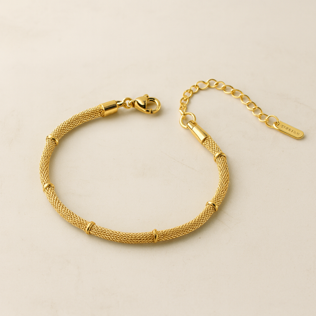 Victoria | 18K Gold Plated Bamboo Mesh Waterproof Bracelet