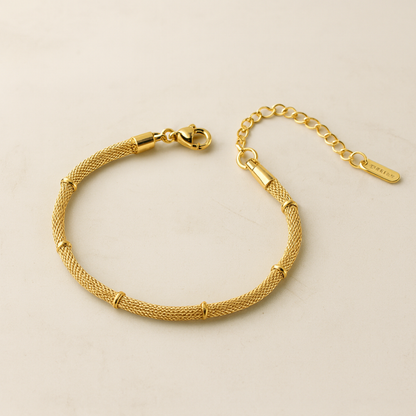 Victoria | 18K Gold Plated Bamboo Mesh Waterproof Bracelet