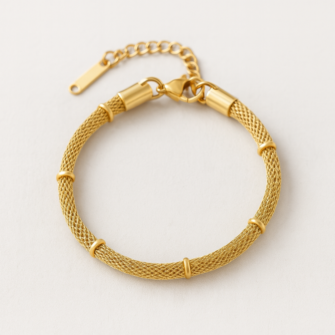 Victoria | 18K Gold Plated Bamboo Mesh Waterproof Bracelet