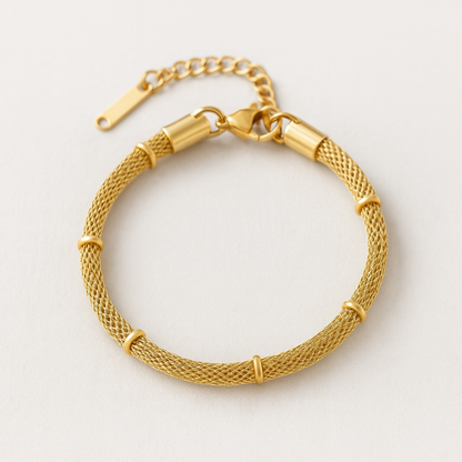 Victoria | 18K Gold Plated Bamboo Mesh Waterproof Bracelet