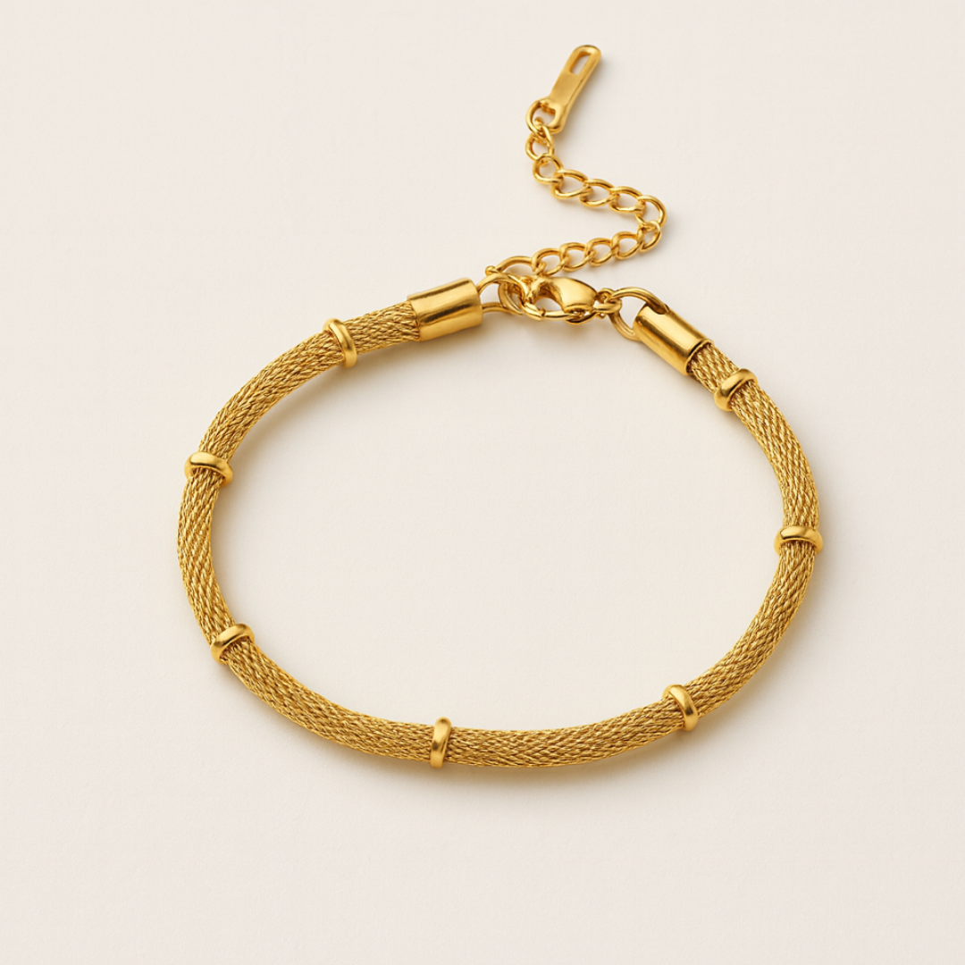 Victoria | 18K Gold Plated Bamboo Mesh Waterproof Bracelet