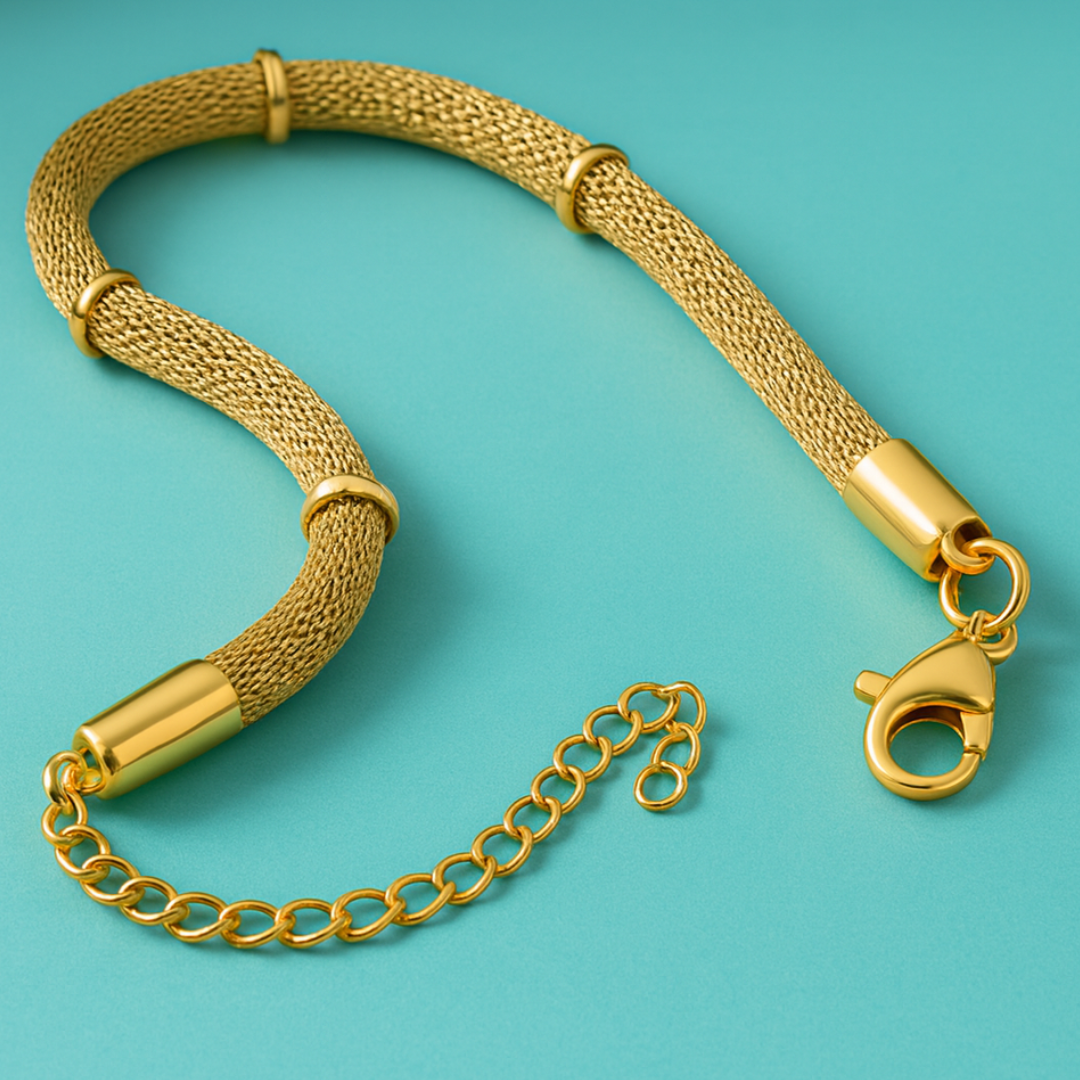 Victoria | 18K Gold Plated Bamboo Mesh Waterproof Bracelet