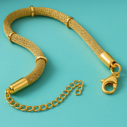 Victoria | 18K Gold Plated Bamboo Mesh Waterproof Bracelet
