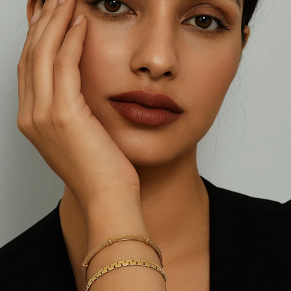 Victoria | 18K Gold Plated Bamboo Mesh Waterproof Bracelet