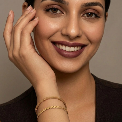 Victoria | Gold Plated Bamboo Mesh Bracelet