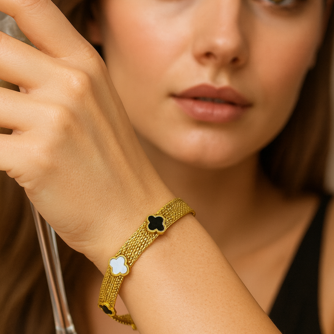 Antalya | Multi Clover Mesh Bracelet 18K Gold Plated Waterproof