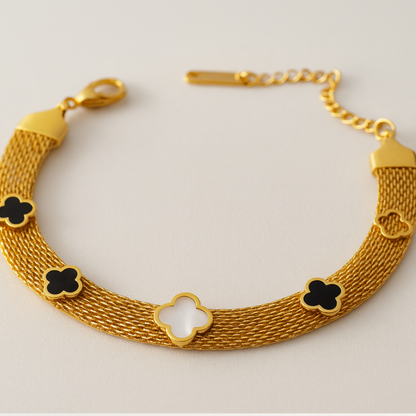 Antalya | Multi Clover Mesh Bracelet 18K Gold Plated Waterproof