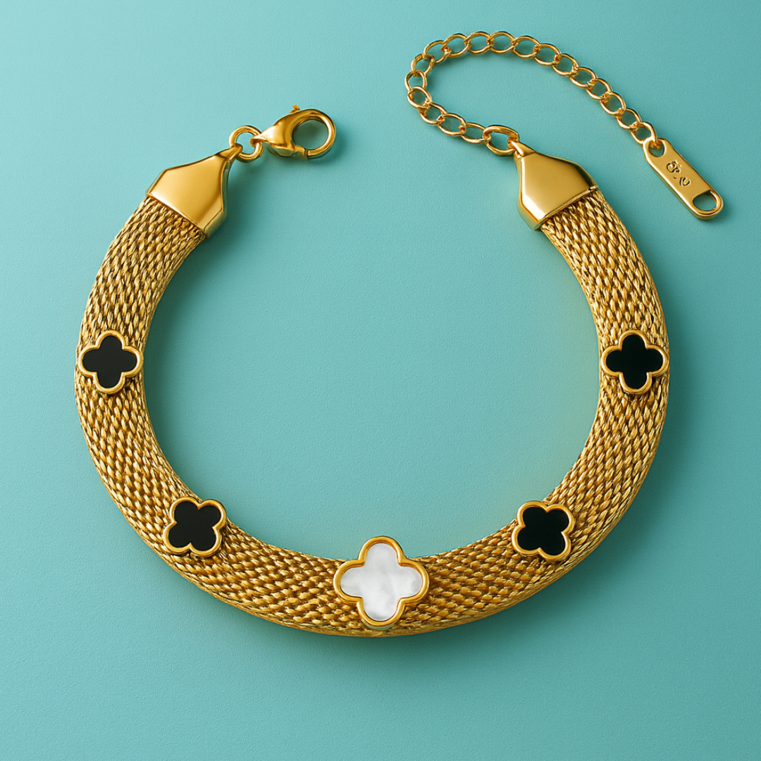Antalya | Multi Clover Mesh Bracelet 18K Gold Plated Waterproof